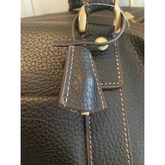 New BROOKS BROTHERS Pebbled Brown Leather Travel Luggage Weekend Bag w/ Lock&key - Picture 5 of 16